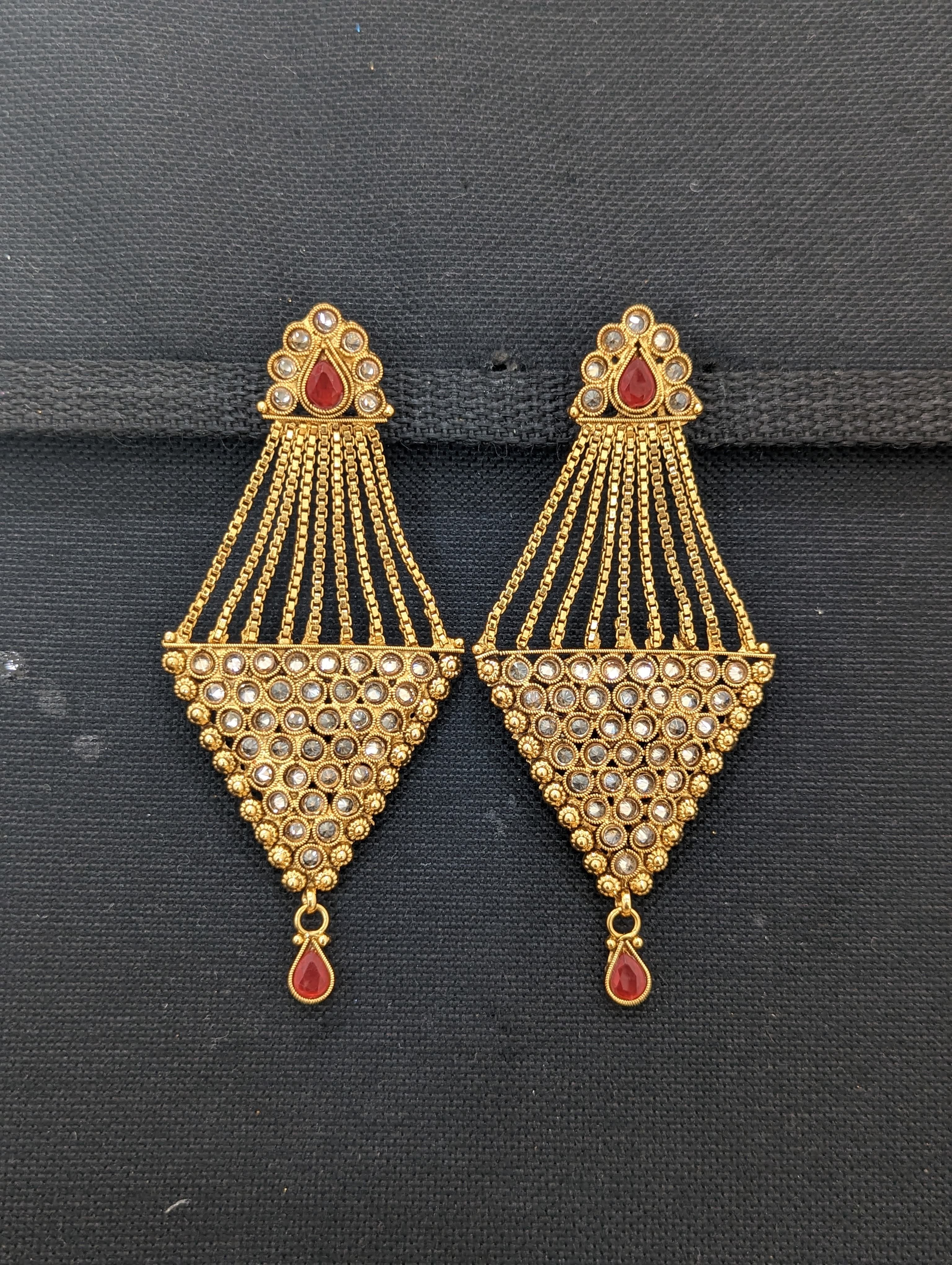 Antique Gold Plated Indian Chand Bali Jhumka Dangler White Bead Wedding  Earrings | eBay